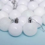 Новогодние шары 4 см (набор 24 шт) «Микс фактур», белый