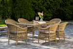 "Амароне" обеденная группа из искусственного ротанга на 6 персон, цвет соломенный