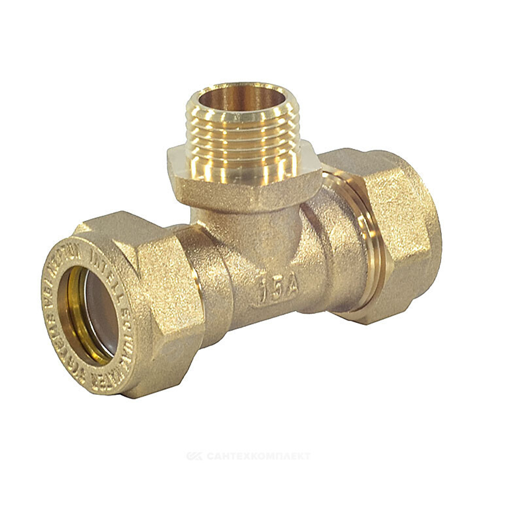 Тройник латунь 15Aх1/2"х15 обжим/НР STAHLMANN STML1501/215BEF