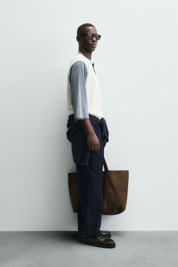 ZARA ФУТБОЛКА В СТИЛЕ КОЛОР-БЛОК С ВОРОТНИКОМ НА ПУГОВИЦАХ, ЭКРЮ