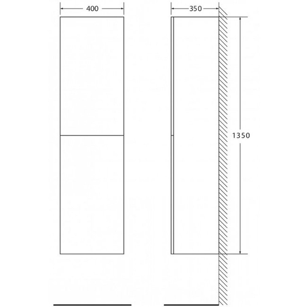 Шкаф пенал BelBagno Luce 40 LUCE-1350-2A-SC-SCM подвесной Stucco Cemento