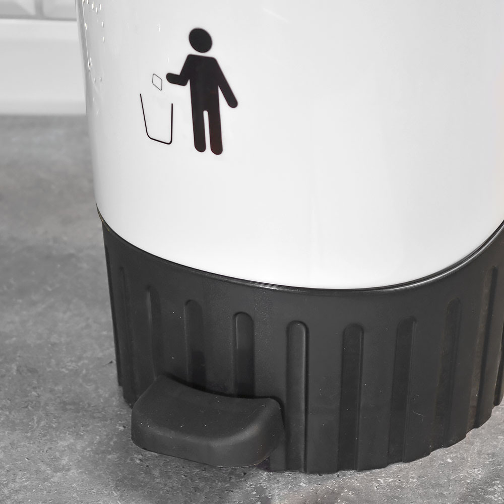 Ведро для мусора 14л с педалью, цвет белый