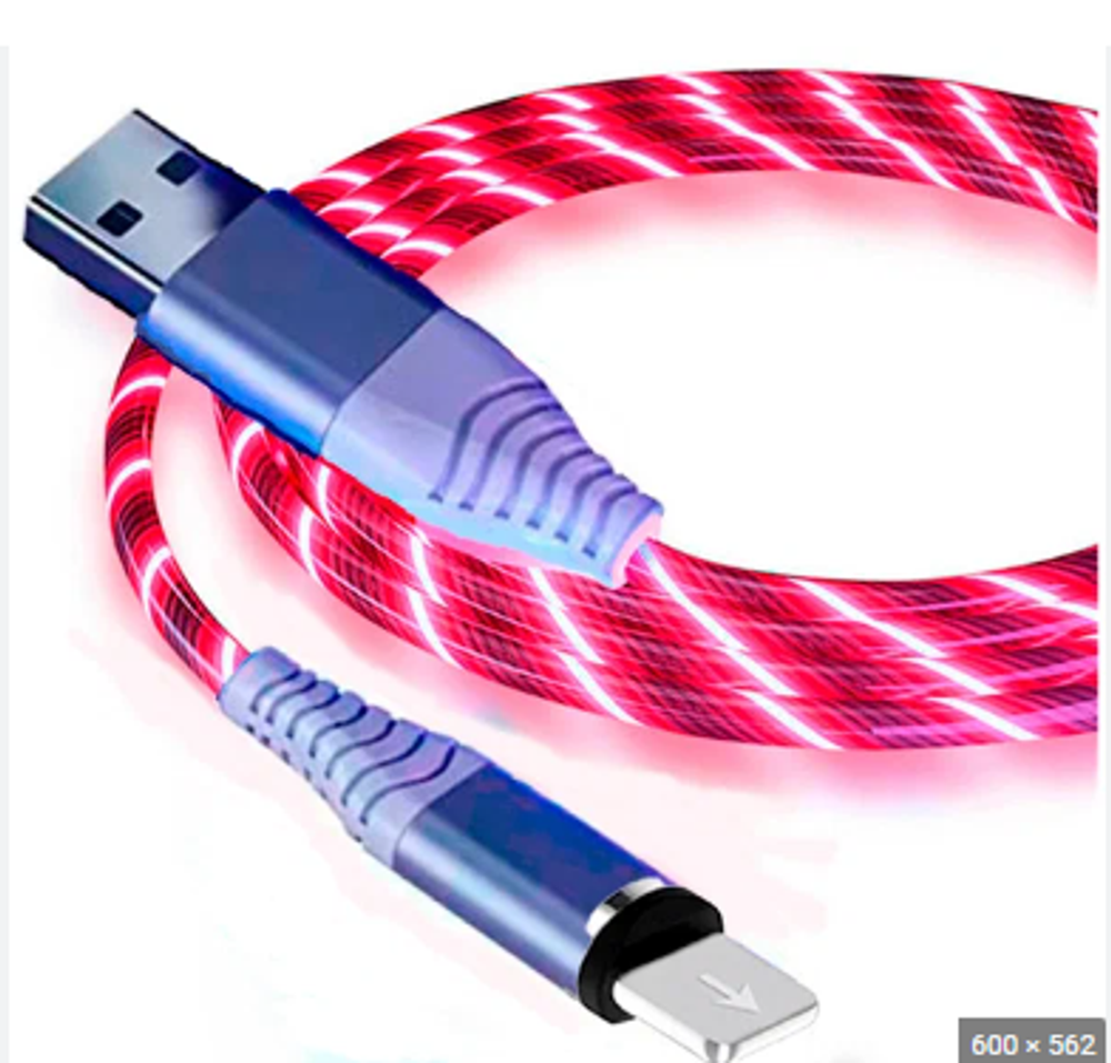 USB cable Lightning светящийся голос.упр. pink Full Power
