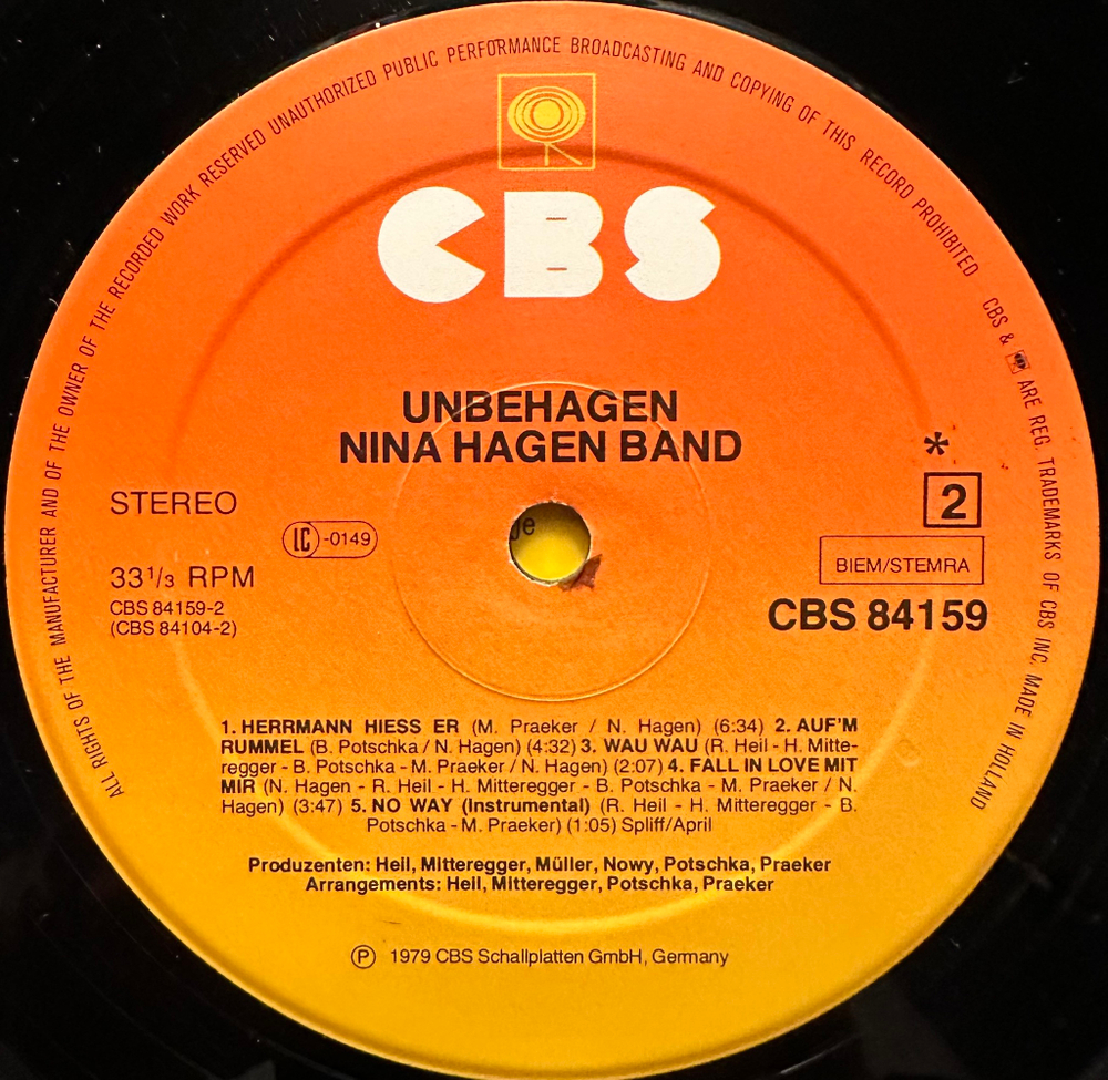 Nina Hagen Band - Unbehagen (Европа 1979г.)