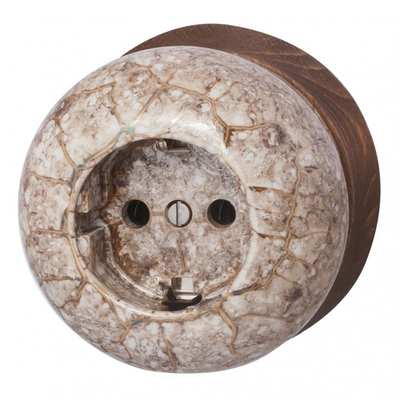 Розетка с заземляющим контактом Фаберже, керамика, цвет мрамор золото B2-101-090/18