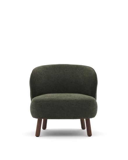 Кресло Ulit из зеленой синели с ножками из ясеня с отделкой под орех