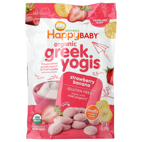 Happy Family Organics, Happy Baby®, органический греческий йогурт, для крошка, со вкусом клубники и банана, 28 г (1 унция)