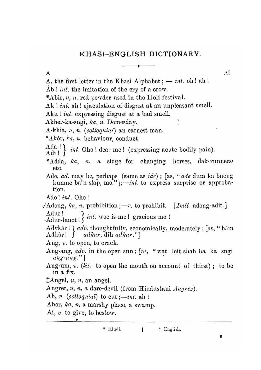 Khasi-English dictionary | U. Nissor Singh