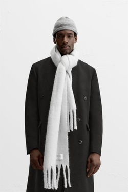 ZARA ШАРФ ИЗ РЕЛЬЕФНОЙ ТКАНИ, СВЕТЛО-ГОЛУБОЙ