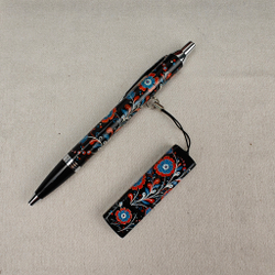Набор "Цветы России" флешка и ручка Parker с ручной росписью Палех в футляре