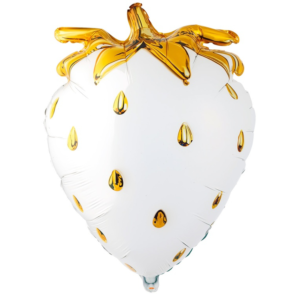 Купить фигурный шар с гелием в виде белой клубники с золотом