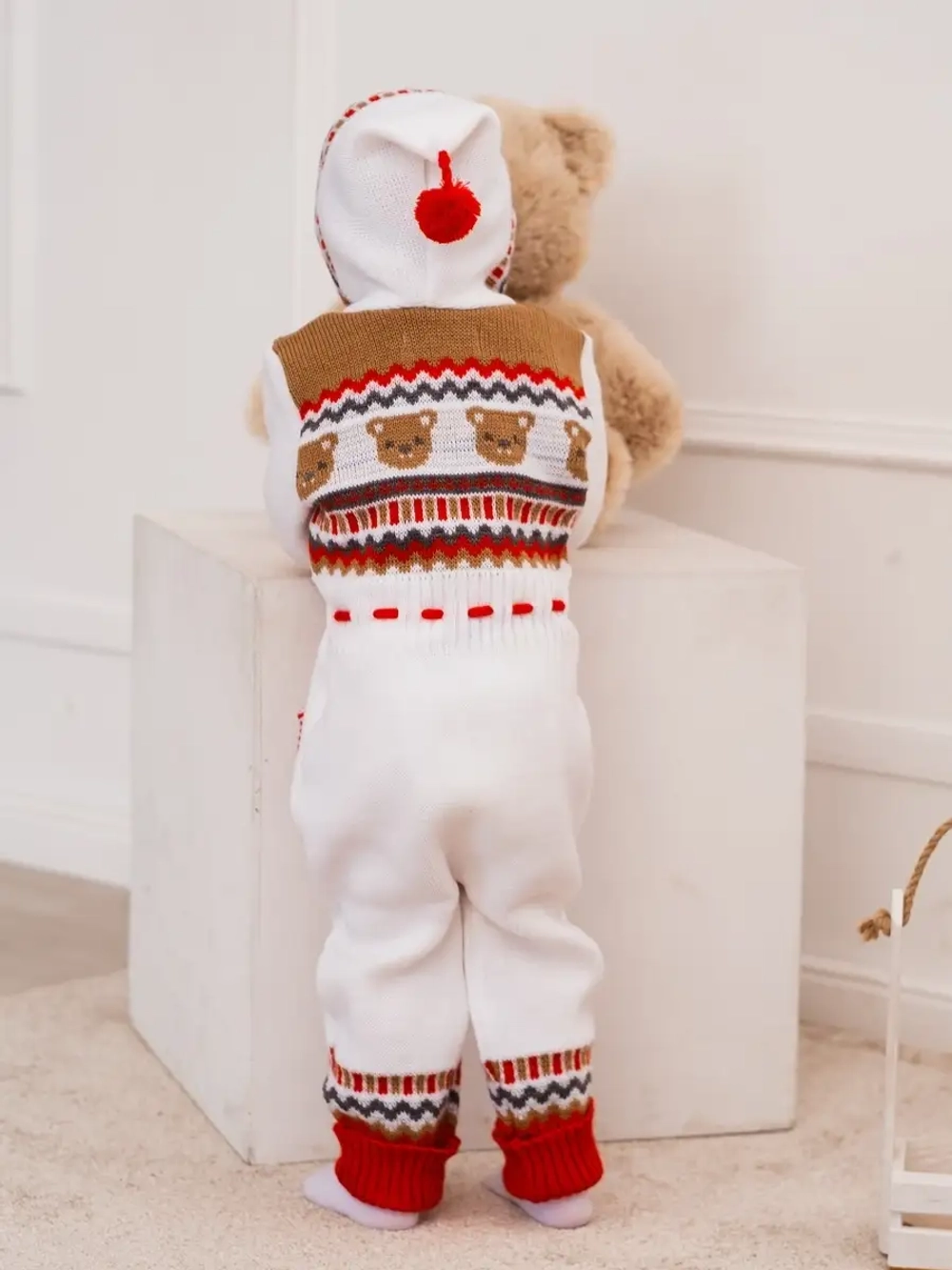 Вязаный комбинезон для новорожденных и малышей на молнии