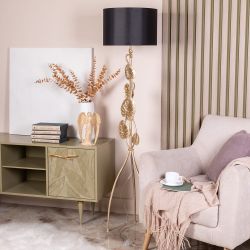 Светильник напольный торшер Monstera Deliciosa (Монстера) с абажуром Винтаж-2 Черный