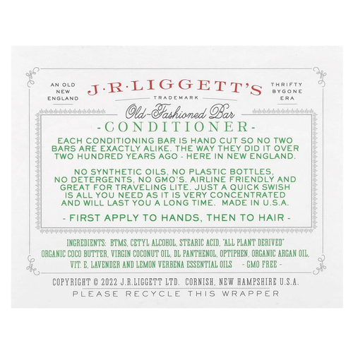 J.R. Liggett's, Old Fashioned Conditioner Bar, Original Formula, 50 г (1,75 унции)