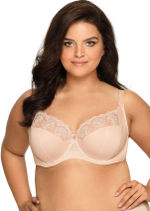 Бюстгальтер plus size на косточках с нежными кружевными элементами (Размер: 100E) (Цвет: черный)