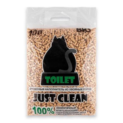 Наполнитель кошачий для туалета древесный 10 л JUST CLEAN