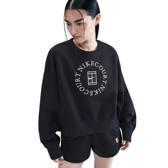 Женская Кофта теннисная Nike Court Heritage Phoenix Fleece Over Oversized Crew Neck - black/anthracite