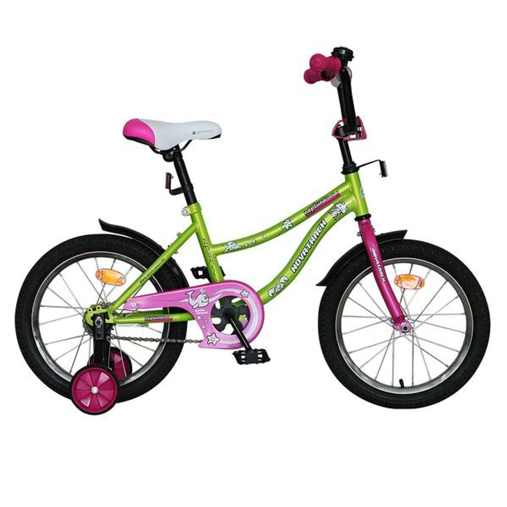 Велосипед NOVATRACK 12", NEPTUNE салатовый, защита А-тип, короткие крылья, нет багажника
