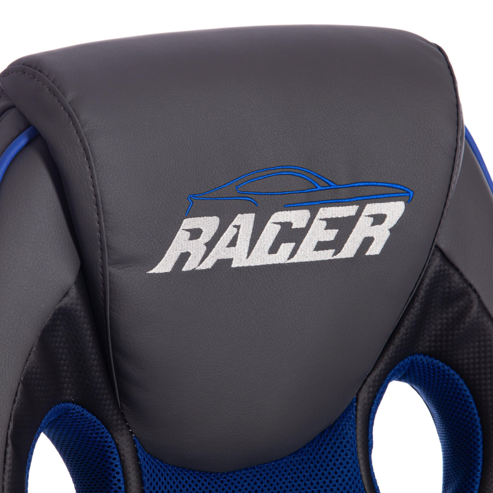 Кресло RACER GT new кож/зам/ткань, металлик/синий, 36/10