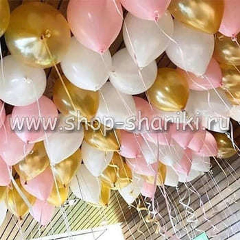 шары белые розовые золотые shop-shariki.ru