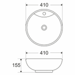 Раковина накладная на столешницу WAVE Koral 410*410*185 ш*г*в с отв под смеситель,белый,круг