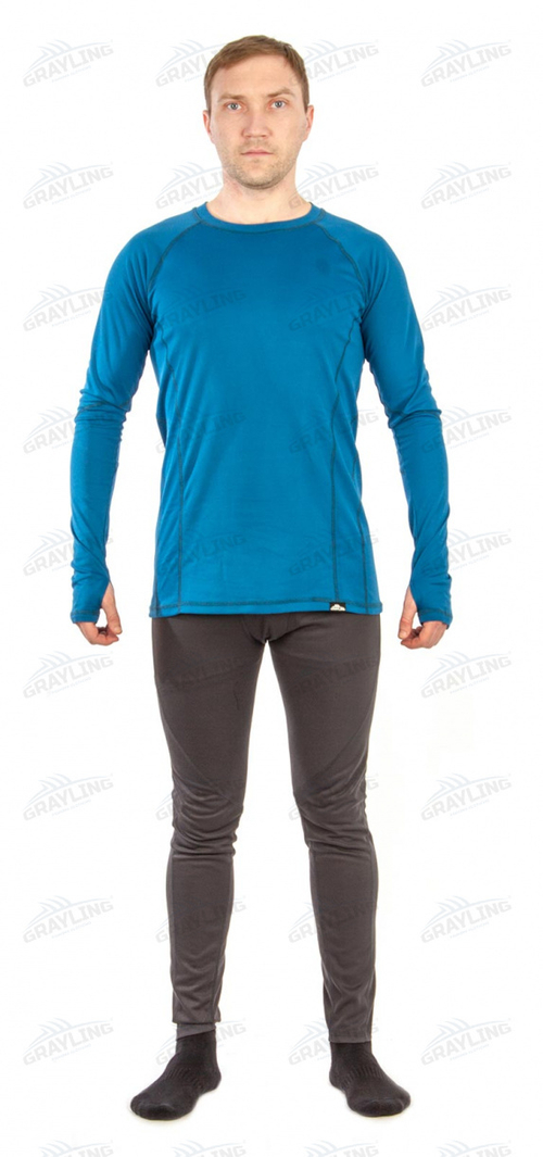 Термобелье мужское Инзер (трикотаж, синий/графит) GRAYLING Novatex