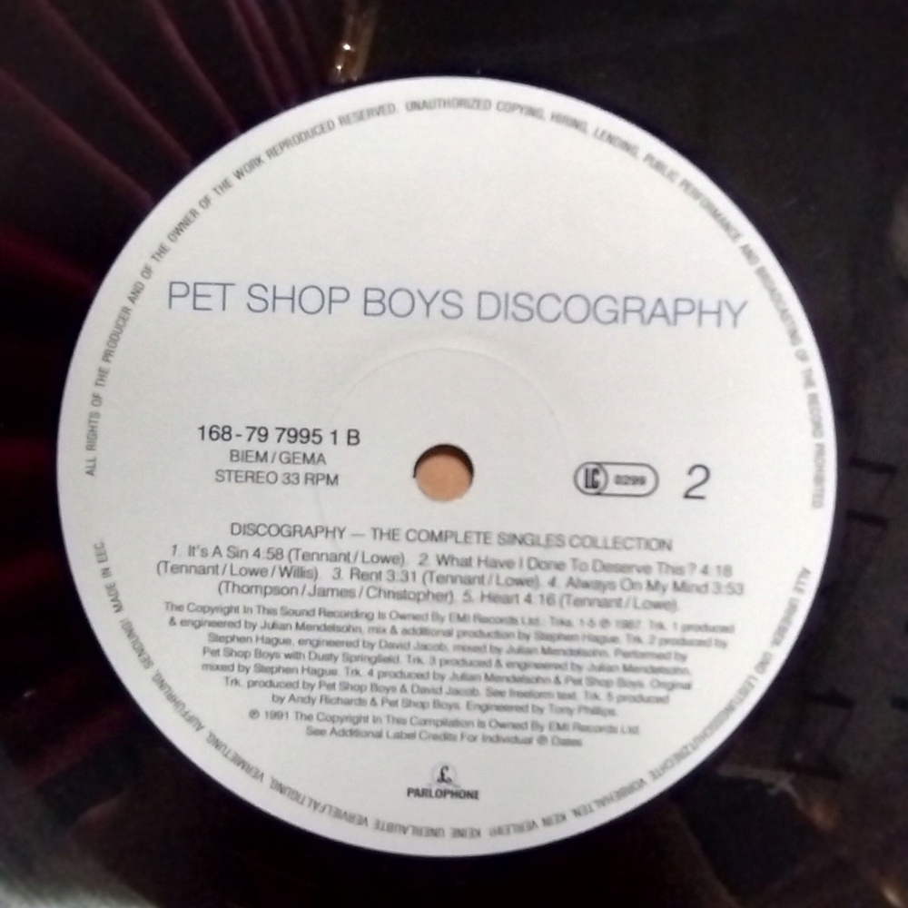 Винтажная виниловая пластинка LP Pet Shop Boys Discography (The Complete Singles Collection) (Germany 1991)
