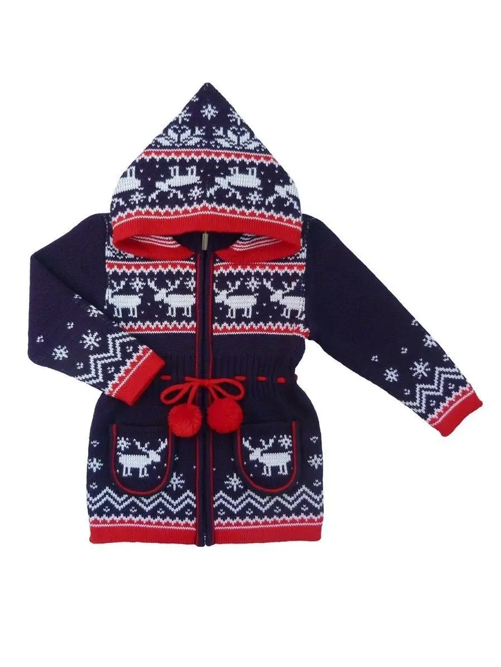 Кардиган вязаный на молнии для девочки