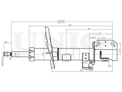 Амортизатор газовый передней подвески левый UNIO SAB-10162