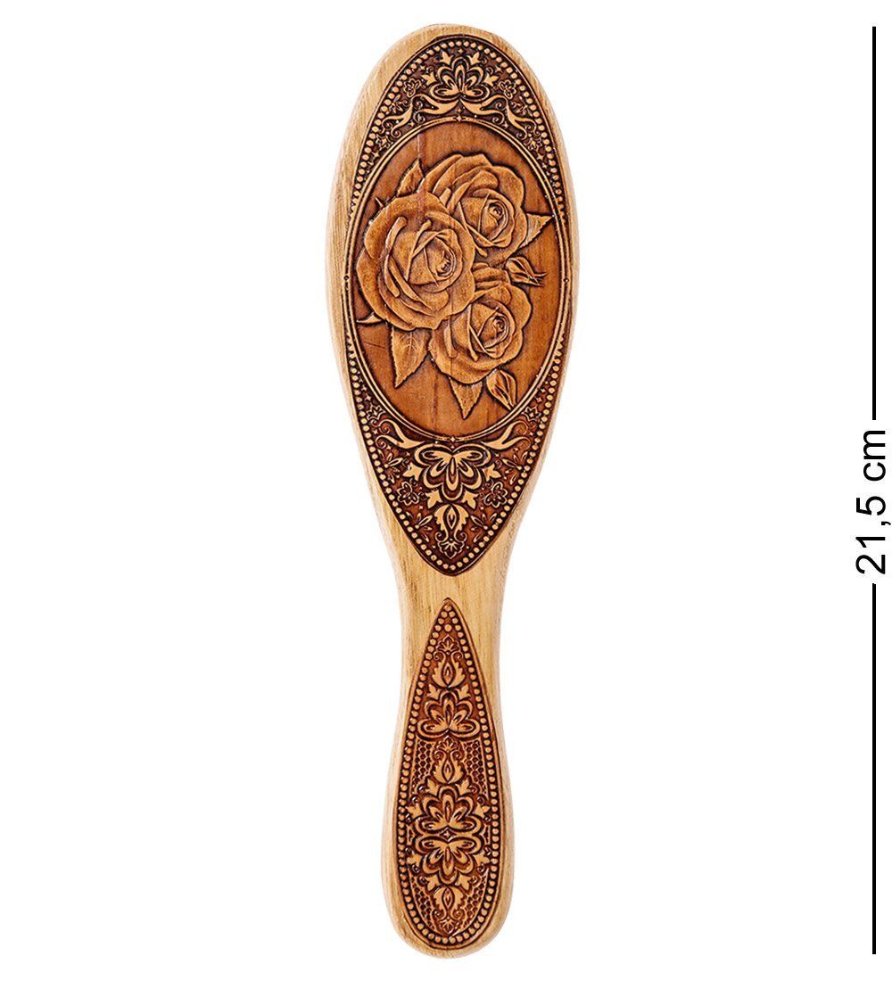 Народные промыслы BST-209/ 4 Массажная расческа деревянная «Букет» (береста) - Вариант A