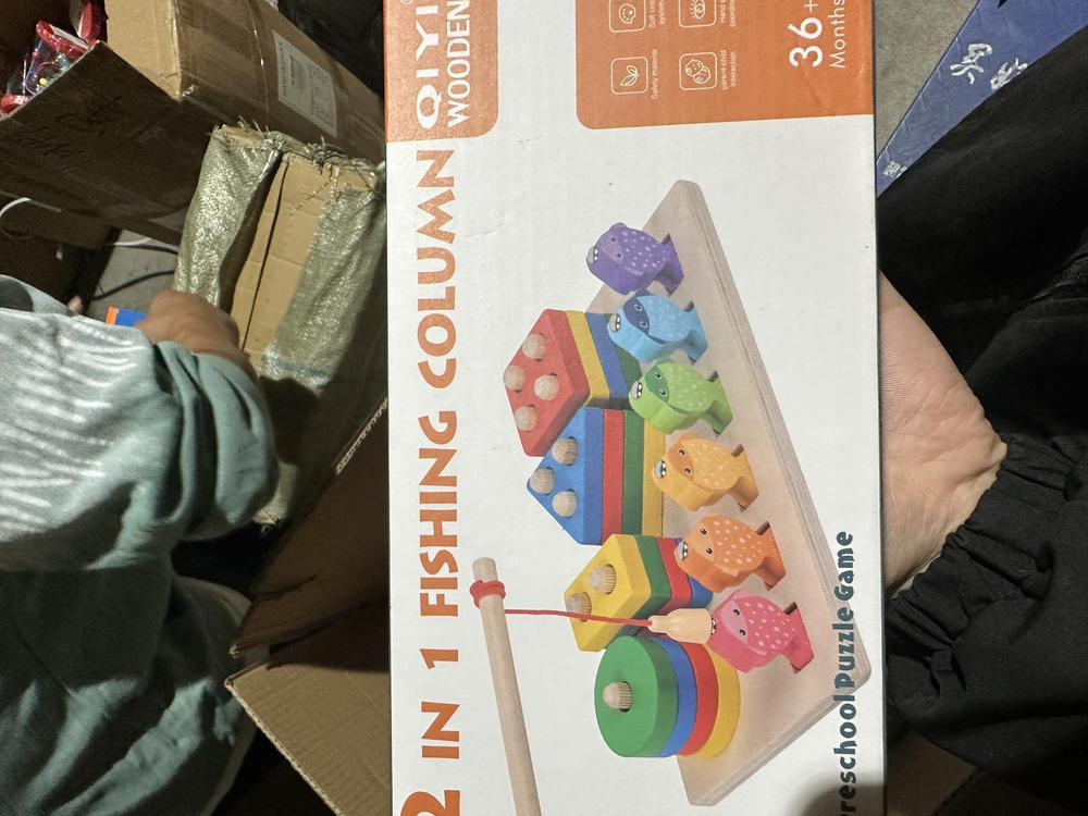 Развивающая игрушка деревянная Сортер гвозди 4 шт + рыбалка, коробка C-41848