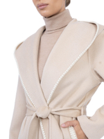 Пальто с капюшоном и отделкой по полам (вязка)