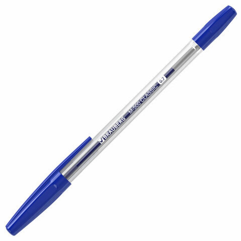 Ручки шариковые BRAUBERG "M-500", НАБОР 4 шт., СИНИЕ, узел 0,7 мм, линия письма 0,35 мм, 143453