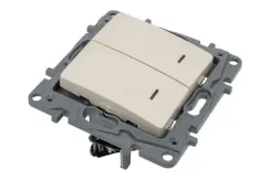 Выключатель Legrand Etika 2-клавишный с индикатором проходной слоновая кость 30181