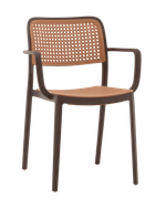 Стул Yona пластиковый с подлокотниками коричневый