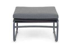 "Ането" пуф плетеный из роупа, каркас алюминий темно-серый (RAL7024) муар, роуп темно-серый круглый