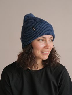 Шапка вязаная зимняя МУЛА (Синий мел)