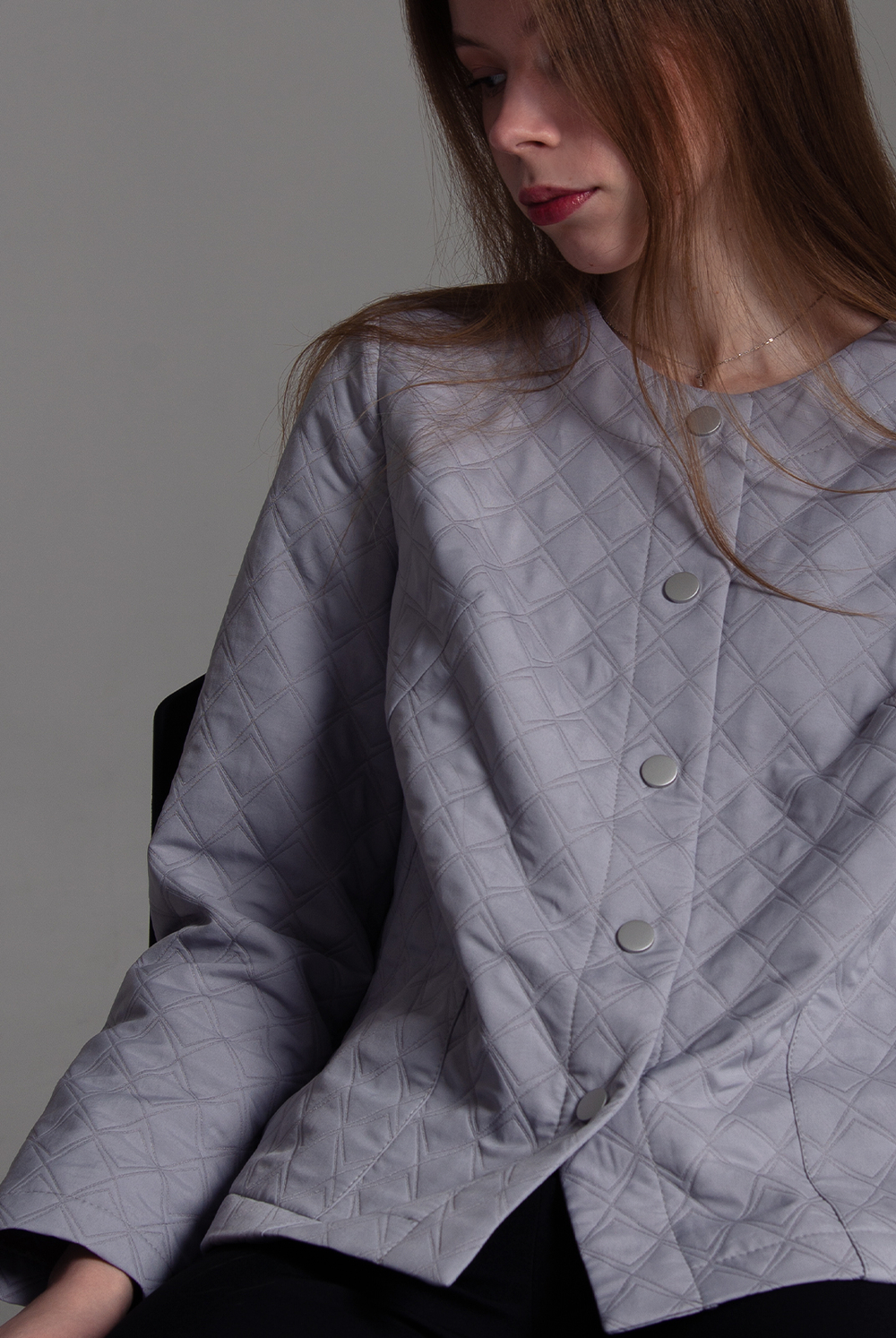 Жакет женский 4446ВП, серый ромб #485СР044446ВП