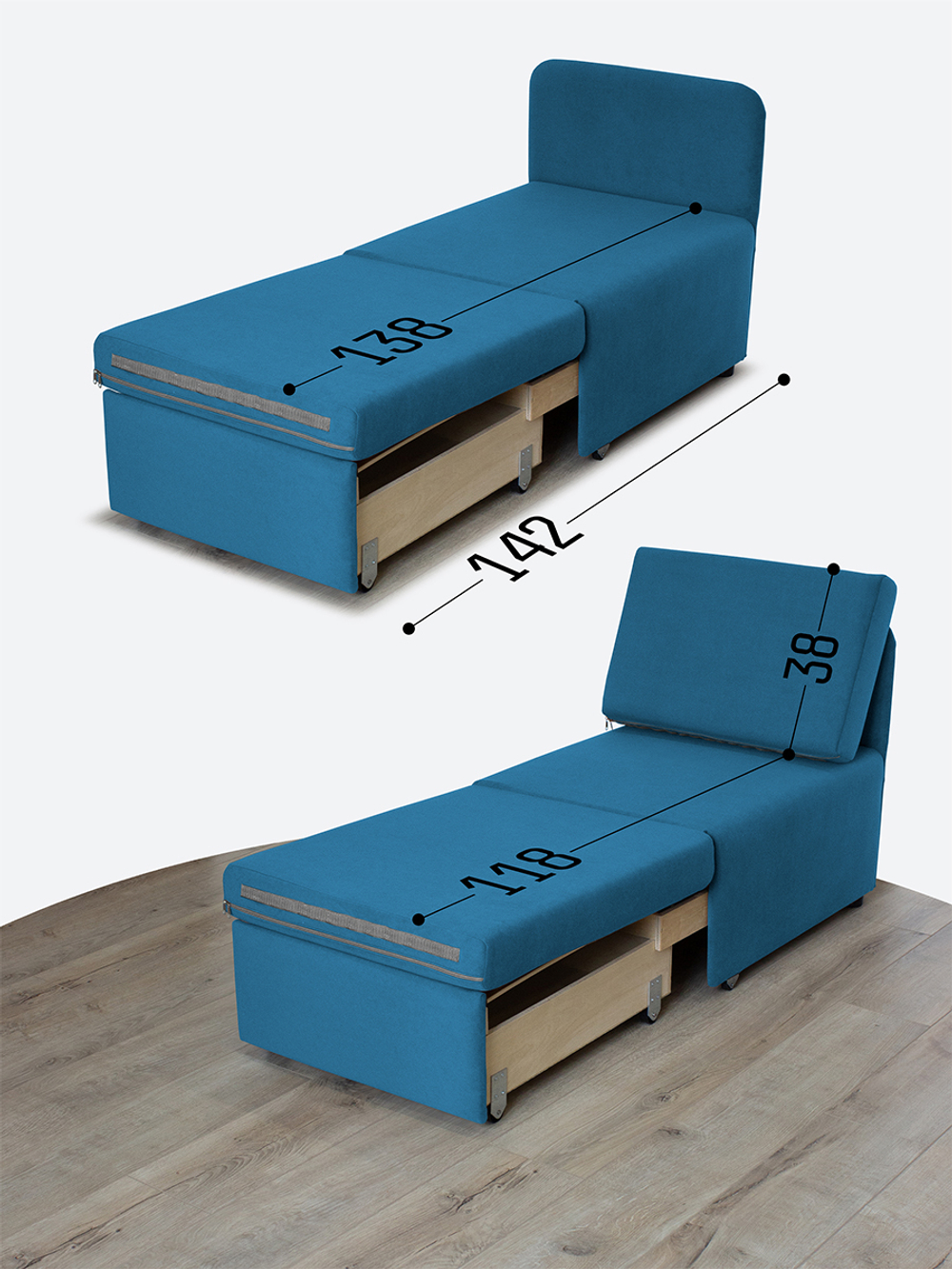 Кресло-кровать "Миник Мини" 60 см, спальное место 60х176 см