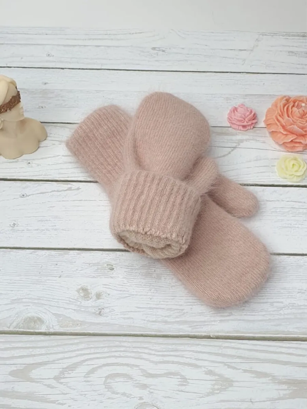 Варежки зимние теплые пушистые ангора