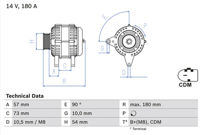 BOSCH - 0986082200-BOC - Alternator
