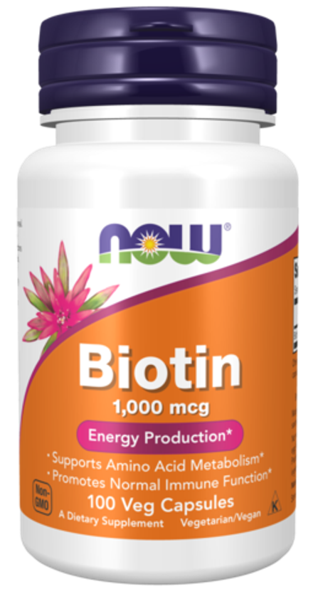 NOW Foods, Биотин, Biotin 1000 mcg, 100 вегетарианских капсул