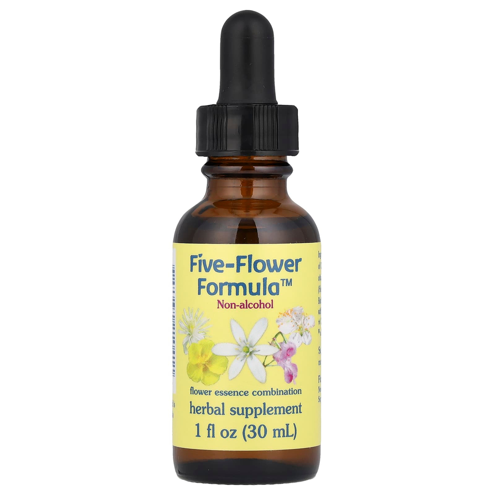 Flower Essence Services, Five-Flower Formula™, смесь цветочных эссенций, без спирта, 30 мл (1 жидк. унция)