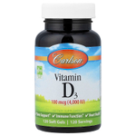 Carlson, Витамин D3, 100 мкг (4000 МЕ), 120 мягких таблеток