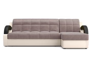 Диван угловой с оттоманкой Мадрид 1,6 - Velutto 22 коричневый/беж кожзам/ коричневая накладка