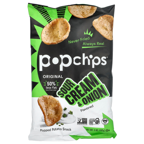 Popchips, Картофельный чипсы, сметана и лук, 5 унций (142 г)