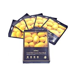 Kims Gold Silk Cocoon Face Mask Антивозрастная маска для лица с протеинами кокона шелкопряда, набор из 5 шт по 30 мл