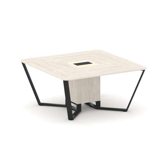 Steel Meet Стол переговорный квадратный KM-PR.B.SP-08 Денвер Светлый/Ваниль Глянец/Металл Черный 160