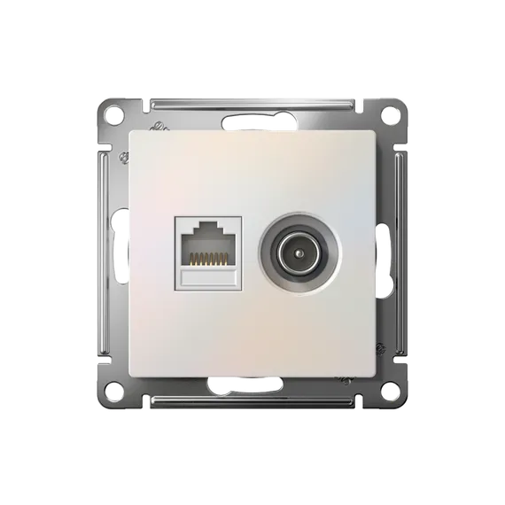 Розетка компьютерная + телевизионная 2-м СП AtlasDesign RJ45 кат.5E + TV механизм жемчуж. SE ATN000489