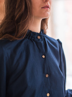 Льняное бохо платье (темно-синий)